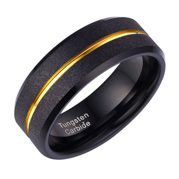 Gold Line Black Frosted Wedding Band
